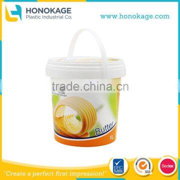 1L/35oz Thin Wall IML Plastic Injection Ice Cream Drum with Tamper Evident and Handle,Dairy Product Packaging Container