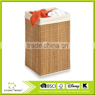 Square Wicker Hamper, Clothing Organizer, Bamboo