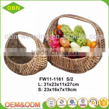 Handmade Small Cheap Bread Food Willow Woven Hanging Wicker Fruit Basket With Handle photo-3