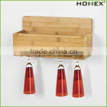 Bamboo Hanging Wine Glass Rack/ Wine Wall Rack Homex-BSCI photo-2