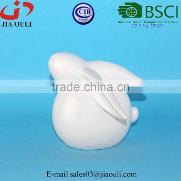 QUANZHOU BSCI Audit Factory fat sitting rabbit figurines, white ceramic bunny