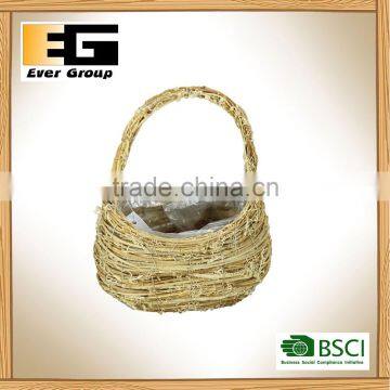 Rattan Hand Basket Shape Flower Pots For Garden Planer photo-2