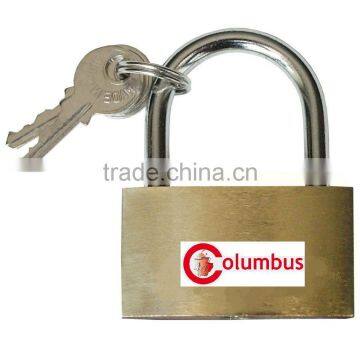 Padlock, light model, steel shackle - brass body