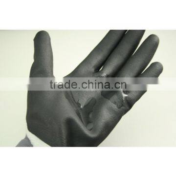 NMSAFETY EN388 4121 13 Gague Grey Nylon Liner Coated Double Nitrile on Palm Waterproof Safety Work Gloves photo-2