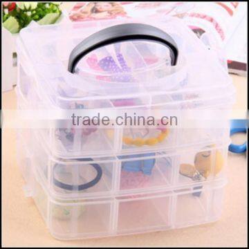 3 layer 18 apartment cheap plastic makeup palstic storage box with lids and handle/custom plastic storage box/plastic box