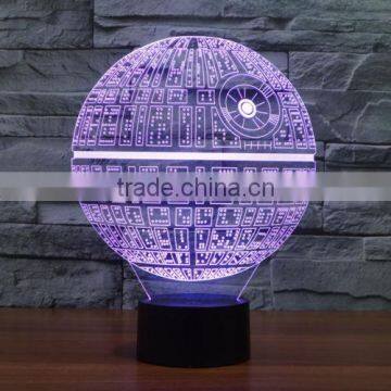 3D Death Star LED Night 7 Color Change Touch Switch Table Desk Lamp Light photo-2