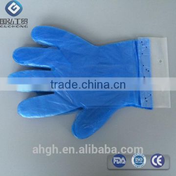 Disposable polyethylene HDPE gloves with head blocker