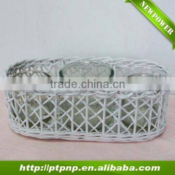 Cheap rattan flower pots with glass