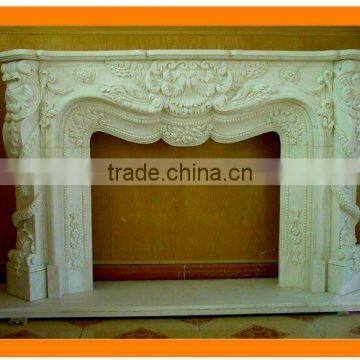 Carved Marble & Granite Fireplace Mantel