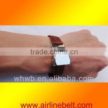 Unique airplane buckle seatbelt design leather bracelet