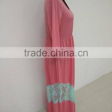 Family Matching Clothing Pink Lace Splice Dress photo-3