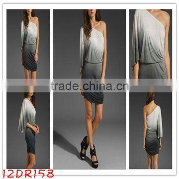 women clothes!12DR158!unlined!one-shoulder!cusual summer dress 2012!latest design!