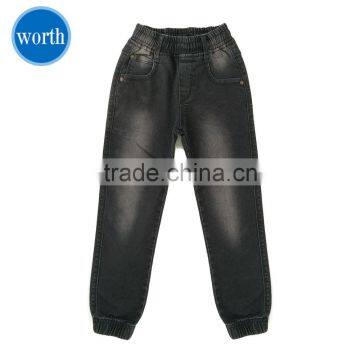 Denim Jeans Trouser Pants for Little Boys with Invisible Drawstring Custom Jeans Button