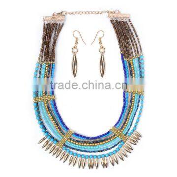 2016 Big Brand Women Multilayer Chain Necklace Jewelry ,blue Color Chain Necklace photo-4