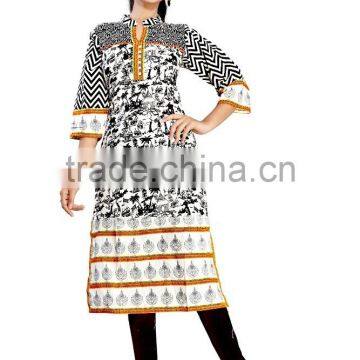 Pure Cotton Printed Styles Long Kurtis/fancy Kurti photo-4