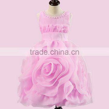 Hot Sale Little Girl Flower Shape Party Dress Lace Princess Kids Dress One Piece Prom Dress With Low MOQ photo-2