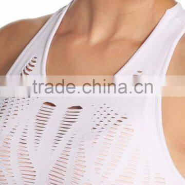 MGOO Hot Sale Sexy Ladies Slim Fit Crop Top Breathable Womens Sport Racer Back Tank Top photo-5