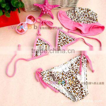 Factory Direct Sale Wholesales New Design Soft Baby Girls Leopard Bikini Stamp Swimwear Suit