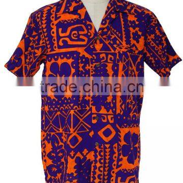 pPrinted Hawaiian Men's Shirt, Polyester Fabric Shirts, Summer Hawaiian Shirt