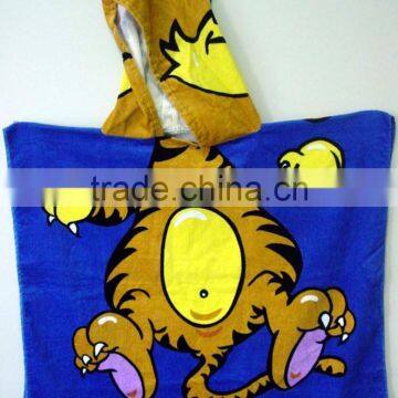 Velour Reactive Printing Poncho Towel for Kids