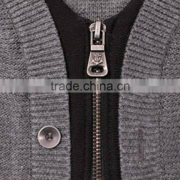 Long Sleeve Grey Button Down Cardigan Sweater For Men photo-3