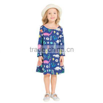 S33552W Girls Dresses animal Print Girls New Fashion Long sleeve Dress