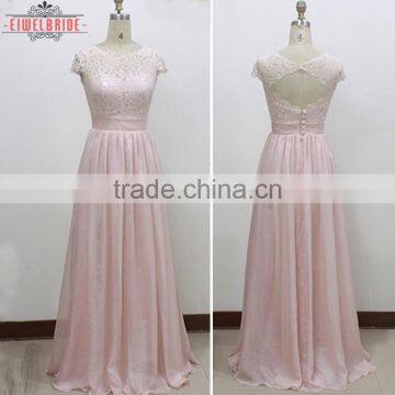 Long Floor-length White Lace Chiffon A line Bridal Dress