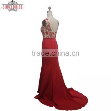 Custom Beading Dress Elegant Red Evening Dress photo-4