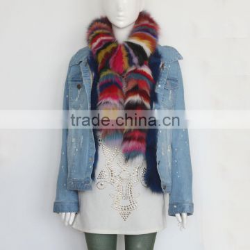 Myfur Customize Latest Design Colorful Real Fox Fur Scarf Wholesale Genuine Fur Scarves photo-2