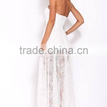Custom White Lace Dress/White Lace Half Sleeve Dress/White Lace See-through Prom Dress Wholesale Dress photo-6