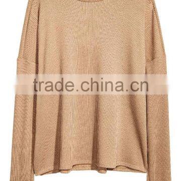 Green Ribbed Crew Neck Relax Fitted Wool Sweater Design for Girl With Dropped Sleeves photo-6