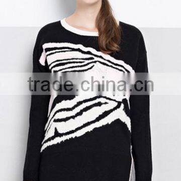 Best Price Two Colour Batwing Sleeve Woolen Sweater Design for Ladies photo-2