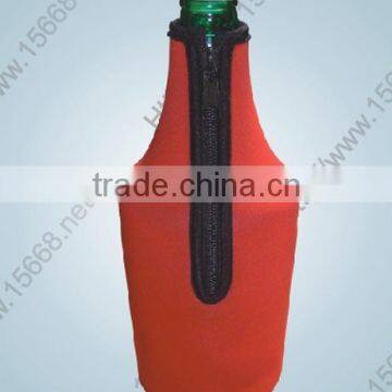 GR-B0169 high quality neoprene beer bottle cooler with zipper