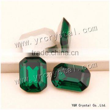 Octagon shape emerald 10*14mm 13*18mm sew on crystal beads for garment