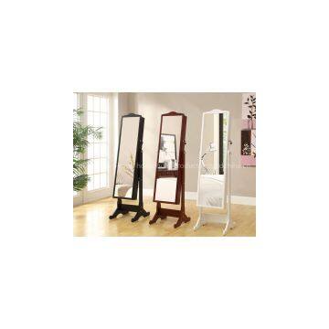 wood furniture floor standing mirror jewelry cabinet