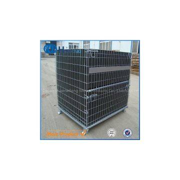 Heavy duty storage foldable warehouse industrial steel wire mesh container for pet bottle