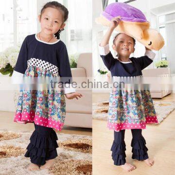 2014 new arrival baby cotton clothes girl clothes suit zebra print with ruffle in the bottom