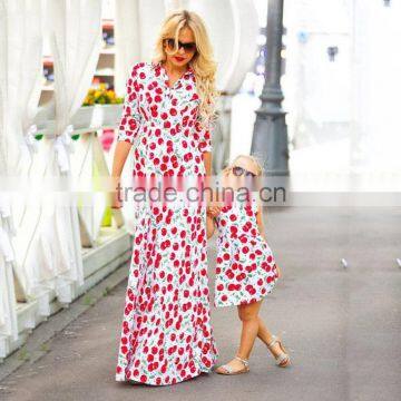 Mother and Daughter Beach Maxi Dresses Summen Women Sunscreen Dress