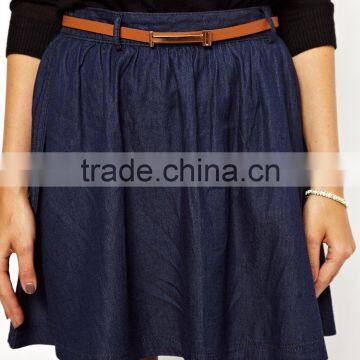 hot selling pleated skirt woman wholesale denim skater skirt