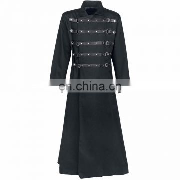 Men Bondage Cage Long Black Gothic Coat