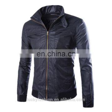 Wholesale Men PU Leather Motorbike Jacket Washed Slim Fit Leather Coat photo-3