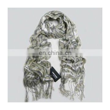 shimmer silver thread leapord zebra print scarf