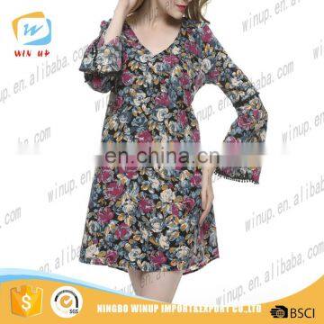 Hot Sale Beach Party Dress Ladies Batik Chiffon Summer Casual Dress