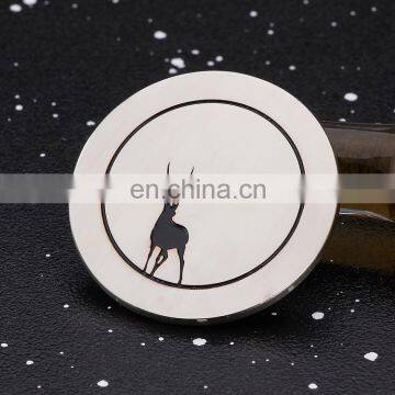 hot sale customized metal corrosion black elk stoving varnish coaster with pvc