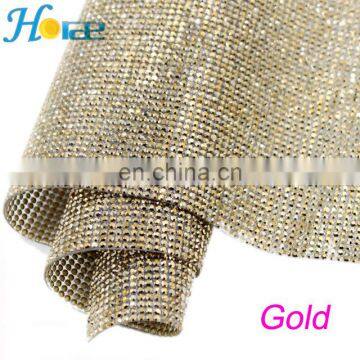 hat464 hotselling hotfix rhinestone mesh gold color crystal rhinestone sheets for shoes,bags,garment etc