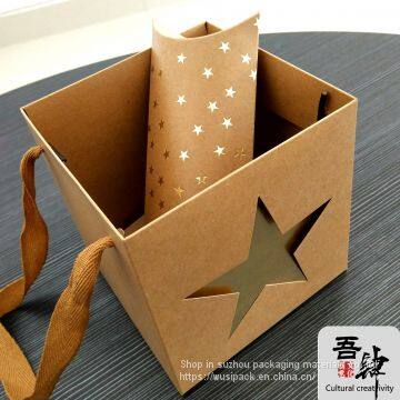 Trapezoidal Flower Foldable Handbag Kraft Paper Gilding, no Adhesive Bonding Five Stars photo-3