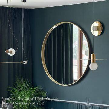 Nordic Brass Round Bathroom Mirror/anti-fog Round Mirror/hand-made 5mm High-definition Silver Mirror photo-2