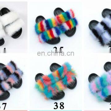 New Women's Fur Slippers Ladies Home Fake Fox Fur Flip Flops Slides Sandals Female Cute Fluffy photo-7