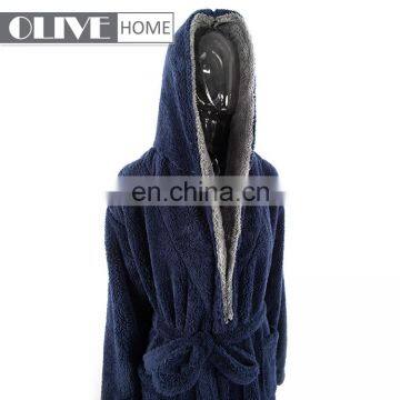 Factory Price Wholesale Super Soft Double Layer Sherpa 100% Polyester Bathrobe Men With Hood photo-2
