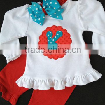 Newest design clothing children touddler outfits kids ruffle pants outfits wholesale